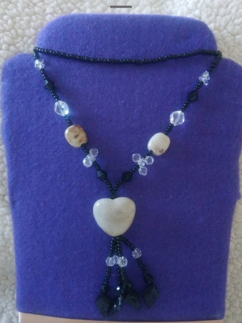 Vintageโ Boho Beaded Heart Tassel Necklace